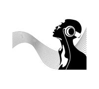 Gravure Stickers Femme Africaine Vague Musicale 48x74.1cm Personnalisation Personnalisée Grand Noir