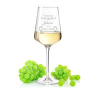 GRAVURZEILE Leonardo Verre à vin avec gravure - V1 mûri à la perfection - Joli cadeau pour les amateurs de vin - Cadeaux pour elle et lui pour un anniversaire ou la Saint-Valentin - Couleur : puccini