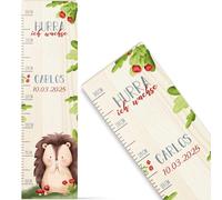 GRAVURZEILE Toise pour enfants en bois - Groupe d'animaux de la forêt - Avec nom pour chambre d'enfant - Échelle mesure 80-140 cm - Dimensions : 20 x 70 x 2 cm - Cadeau de naissance pour fille et