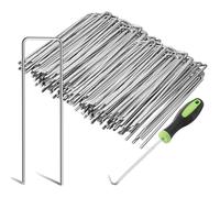 Graxury 50 Pièces 15cm Piquets de Jardin Robustes de Ø 3 mm - Agrafes en Acier Galvanisé pour Fixer Les Toiles Anti-Mauvaises Herbes, Les Filets et Les Tubes avec 1 Crochet de Ramassage