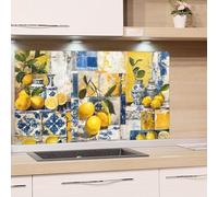 GRAZDesign Crédence de cuisine en verre 4 mm - Motif citron - Panneaux de cuisine en verre de qualité supérieure - Protection murale - Revêtement décoratif - 80 x 40 cm
