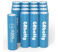 GRbatty 16 Piles AA Rechargeables NiMH, 1,2V 3300mAh, Haute Capacité