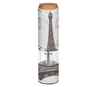 Grckit Moulin à poivre et sel électrique à piles avec lumière LED blanche réglable Motif Tour de Paris Gris
