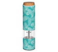 Grckit Moulin à poivre et sel électrique, à piles, grosseur réglable, lumière LED blanche, motif feuilles de palmier