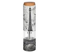 Grckit Moulin à poivre et sel électrique à piles réglable avec lumière LED blanche Paris romantique