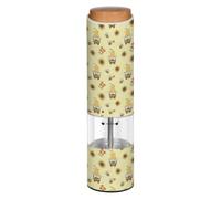 Grckit Moulin à poivre et sel électrique, fonctionne avec piles, grosseur réglable, lumière LED blanche, dessin animé abeille nain