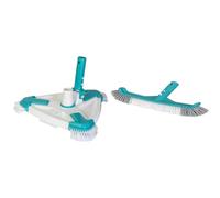 Gre 40016N - Nettoyeur de Piscine Rotatif Manuel Triangulaire Blanc & 40041SN - Brosse pour Nettoyer Le Fond et Les parois de la Piscine, 25 cm