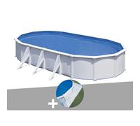 Kit piscine acier blanc Gré Fidji ovale 6,34 x 3,99 x 1,22 m + Tapis de sol