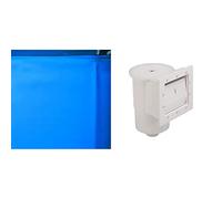 Gre FPR451 - Liner pour piscines Rondes, Diamètre 460 cm, Hauteur 120 cm, Couleur Bleue & AR100 - Skimmer pour Piscine Standard + buse de refoulement de Couleur Blanche