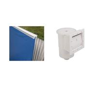 Gre FPROV610 - Liner pour piscines ovales, 610 x 375 x 120 cm (Longueur x Largeur x Hauteur), Couleur Bleue & AR100 - Skimmer pour Piscine Standard + buse de refoulement de Couleur Blanche