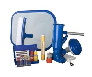 GRE - Kit de nettoyage piscine 7 pièces - trousse d'analyse, 1 brosse, 1 épuisette, 1 manche, 1 thermomètre, 1 doseur et 1 Jet Vac