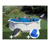 GRE Kit piscine acier Atlantis ronde 4,80 x 1,32 m Blanc