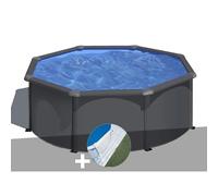 GRE Kit piscine acier Louko ronde 3,20 x 1,22 m Anthracite