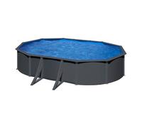 GRE - Kit Piscine hors sol acier ovale grise anthracite - 5,27m x 3,27m x H: 1,22m (Livrée avec filtre à sable + échelle)