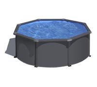 GRE - Kit Piscine hors sol acier ronde grise anthracite - Ø300 x H122 (Livrée avec filtre à sable + échelle)