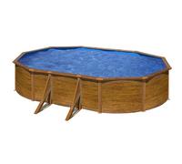 Gre KIT500W Pacific - Piscine Hors-Sol en Acier, Piscine Ovale avec Structure en Acier Imitation Bois. Piscines Hors-Sol pour Jardin, 500x300x120 cm
