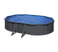 Gre KIT610GY Louko - Piscine Hors-Sol en Acier, Piscine Ovale avec Structure en Acier Gris Anthracite. Piscines Hors-Sol pour Jardin, 610x375x120 cm