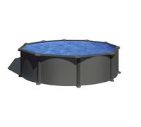 Piscine Gre acier ronde Anthracite - Ø 370 x H 132 cm (Filtre à sable)