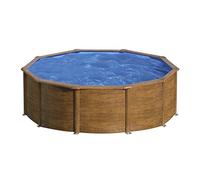 Gre Piscine acier ronde Sicilia Ø 480 x 122 cm – Filtre à cartouche – Aspect bois