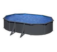 Piscine Gre acier ovale Anthracite 527 x 500 x H 122 cm (Filtre à sable)