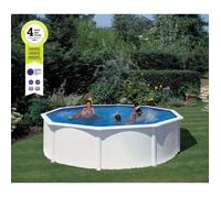 GRE - Piscine ronde acier Ø4,80m x H: 1,32m - Filtration à sable et Robot nettoyeur