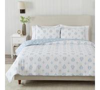 Great Bay Home Couette légère réversible 3 pièces avec 2 taies d'oreiller pour très Grand lit | Toutes Saisons, Moderne, à Fleurs | Ensembles de Couvre-lit Floral Bleu | Courtepointes