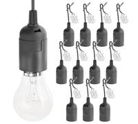 greate 12x Douille ampoule E27 noires avec connecteur rapide - Douille E27 noir avec serre-câble - max. 60W 250V