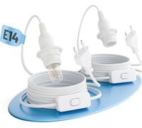 greate 2x douilles E14 avec câble et interrupteur, blanc, 3,5 mètres - Douille E14 avec fiche, max. 60 W, 250 V