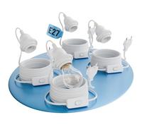 Superbe lot de 4 douilles E27 avec câble et interrupteur, blanc, 5 mètres - Douille E27 avec fiche, max. 60 W, 250 V