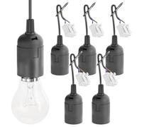 greate 6x Douille ampoule E27 noires avec connecteur rapide - Douille E27 noir avec serre-câble - max. 60W 250V