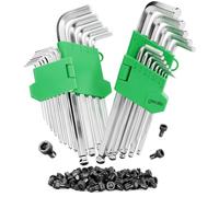 greate clef a laine avec embout sphérique 26 pièces - de 1,27 à 10 mm en acier CRV avec support pliable robuste - jeu de llen longue, clé 6 pans