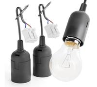 greate Douille ampoule E27 noires avec connecteur rapide | Lot de 3 - Douille E27 noir avec serre-câble - max. 60W 250V