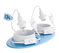 greate 2x douilles E14 avec câble et interrupteur, blanc, 3,5 mètres - Douille E14 avec fiche, max. 60 W, 250 V