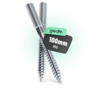 greate Vis tire-fond M10 zinguée 100 mm | Lot de 2 - pour embout Torx TX25 / clé SW8 - vis en acier zingué montage colliers descente sur façade - tige filetée