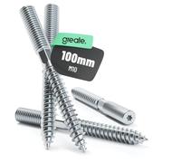 greate Vis tire-fond M10 zinguée 100 mm | Lot de 4 - pour embout Torx TX25 / clé SW8 - vis en acier zingué montage colliers descente sur façade - tige filetée