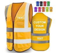 Greaxid Gilet de sécurité personnalisé pour hommes, vêtements de travail de protection réfléchissants haute visibilité avec 5 poches pour la Construction en extérieur, S ~ 5XL