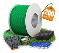 GREELIX 200m Kit de Cable Périphérique Robot Tondeuse avec 100 Piquets, 20 Connecteurs de Câble et Gants, Fil Tondeuse Robot Compatible avec Gardena, Bosch, Husqvarna, Worx, Honda, etc
