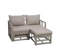 greemotion Canapé de Jardin Multifonctionnel Nassau avec Pouf, env. 134 x 63 x 74 cm Beige