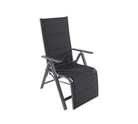 greemotion Chaise relax de jardin Grenada - Chaise longue de jardin avec dossier réglable - Fauteuil multiposition noir - Bain de soleil ajustable - Transat inclinable avec accoudoir et repose pied