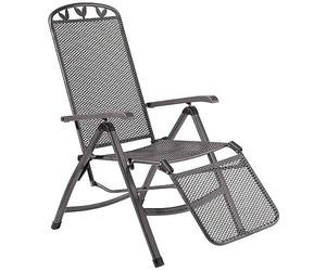 greemotion Chaise relax de jardin Toulouse - Chaise longue avec dossier réglable - Fauteuil multiposition gris anthracite - Bain de soleil ajustable - Transat inclinable avec accoudoir et repose pied