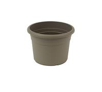greemotion Pot de fleurs rond en plastique Ø 35cm 12L - Pot pour plantes extérieures et intérieures - Pot de jardin couleur taupe