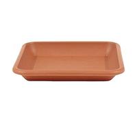 greemotion Soucoupe carrée pour pot de fleur 34 x 34 cm - Dessous de pot de fleur en plastique marron aspect terre cuite - Plateau pour jardinière résistant aux UV et au gel