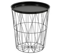 greemotion Table d'appoint Ronde, Panier en Fil Métallique avec Plateau de Service, Table à Panier de Rangement, Ø env. 40 cm, Hauteur env. 45 cm, Noir