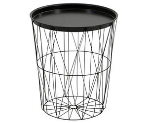 greemotion Table d'appoint Ronde, Panier en Fil Métallique avec Plateau de Service, Table à Panier de Rangement, Ø env. 40 cm, Hauteur env. 45 cm, Noir