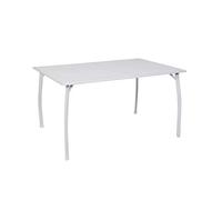 greemotion Table de Jardin Toulouse 140 x 90 x 74 cm, Table à Manger en Acier Revêtu de Plastique, pour 4-6 Personnes, Réglable, Blanc