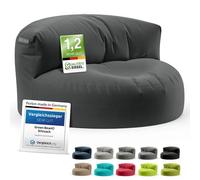 Green Bean© Canapé-Sac avec matériau de Remplissage | Lounge en Design de Pouf 90 x 50 cm avec Dossier Ergonomique & Housse Lavable | Convient pour l'intérieur et l'extérieur en Gris foncé