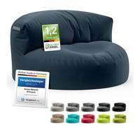 Green Bean© Canapé-Sac avec matériau de Remplissage | Lounge en Design de Pouf 90 x 50 cm avec Dossier Ergonomique & Housse Lavable | Convient pour l'intérieur et l'extérieur en Bleu foncé