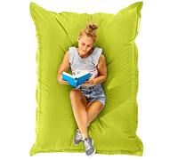 Green Bean© Indoor Pouf XXL 140x180cm 380L Enfants&Adultes Bean Bag Remplissage de Perles EPS Pouf Géant Grand Lavable Résistant aux Intempéries Lounge Chair Coussin Siège Repos Sol Vert Clair