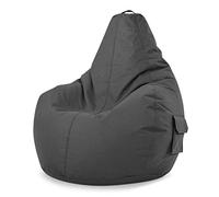 Green Bean© Pouf avec Dossier 80x70x90cm - Gaming Chair avec Remplissage 230L Doux Moelleux Lavable - Bean Bag Coussin de Sol Lounge Chair TABOURETS Fauteuil Relax Gamer Siège de Gaming Anthracite
