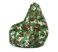 Green Bean© Pouf avec Dossier 80x70x90cm - Gaming Chair avec Remplissage 230L Doux Moelleux Lavable - Bean Bag Coussin de Sol Lounge Chair Fauteuil Relax Gamer Siège de Gaming Camouflage Vert